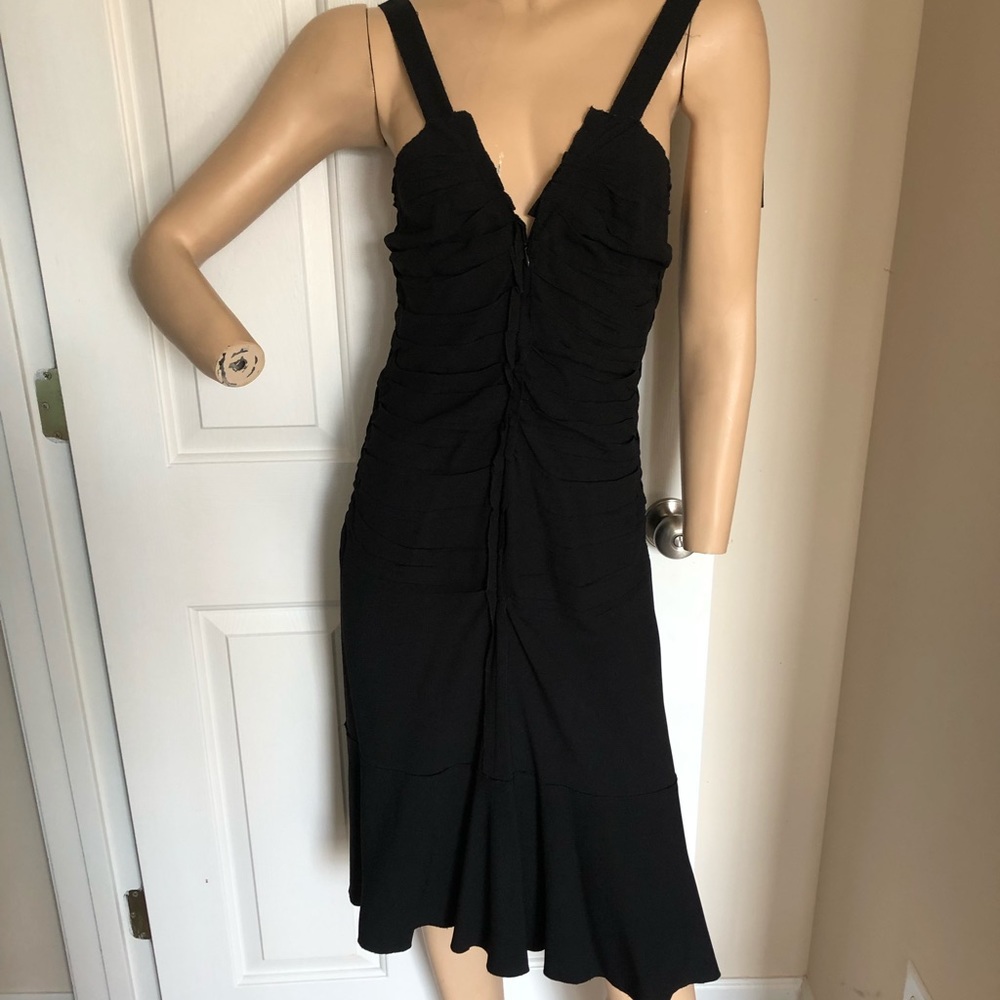 NWT PRADA 42 EU Rouched Black Dress